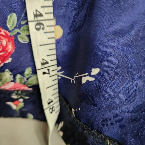 Inner Most Robe Dress Gown Satin Lace Women size Large Rose Cottgecore Navy Blue - Picture 8 of 12